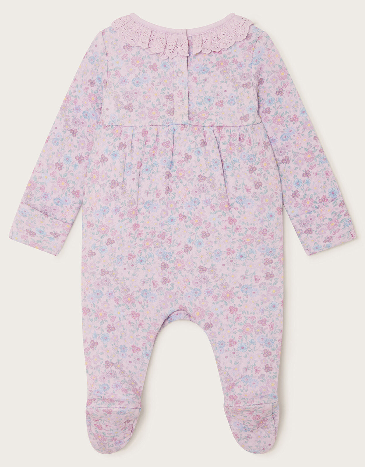 Newborn Ditsy Quilted Sleepsuit Pink