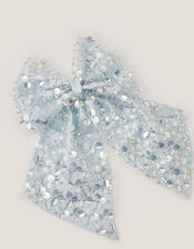 Sequin Bow Hair Clip, , large
