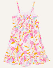 Floral Frill Wrap Dress, Ivory (IVORY), large