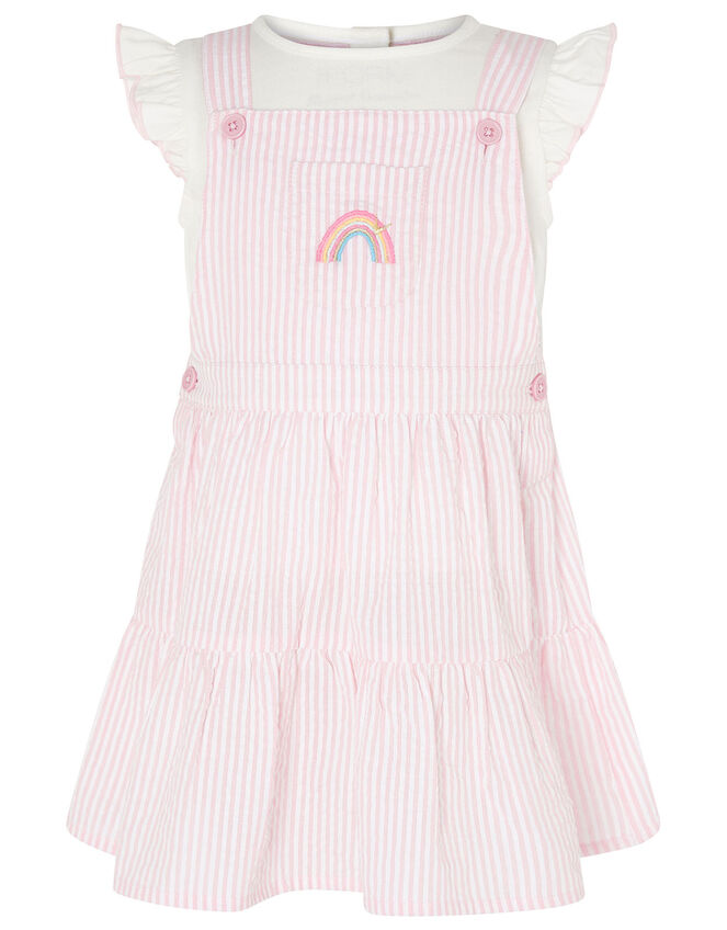 Baby Stripe Pinny and Top , Pink (PINK), large