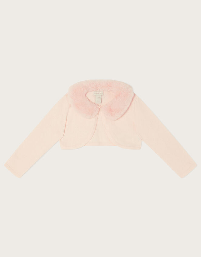 Baby Supersoft Faux Fur Collar Cardigan, Pink (PINK), large