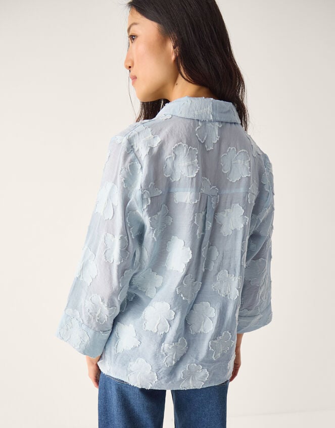 Ayla Floral Jacquard Shirt, Blue (BLUE), large