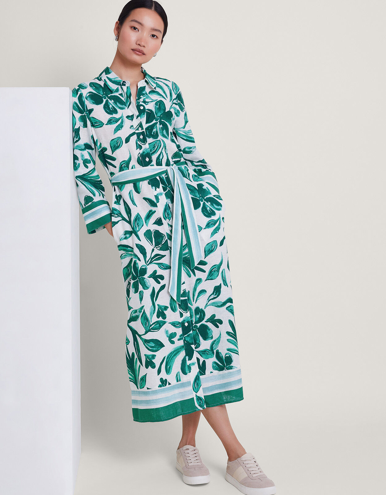 Naomi Print Shirt Dress Green Day Dresses Monsoon ROI