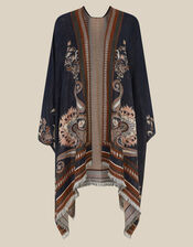 Crissy Jacquard Poncho, Blue (NAVY), large