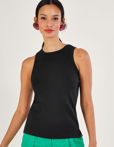 Jersey Cami Tank Top with LENZING™ ECOVERO™, Black (BLACK), large