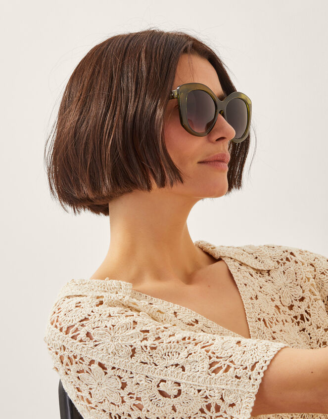 Curved Cat Eye Sunglasses, , large