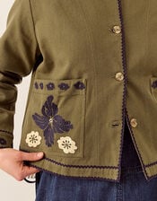 East Bella Embroidered Cotton Twill Jacket, Green (GREEN), large