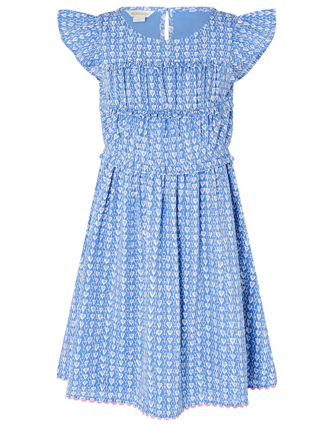Heart Print Dress, Blue (BLUE), large