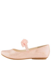 Cynthia Corsage Shimmer Ballerina Flats, Pink (PINK), large
