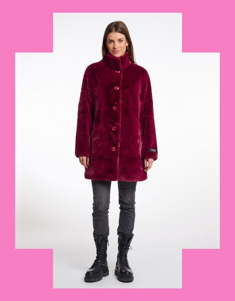 Rino & Pelle Nonna Faux Fur Teddy Coat, Red (BURGUNDY), large