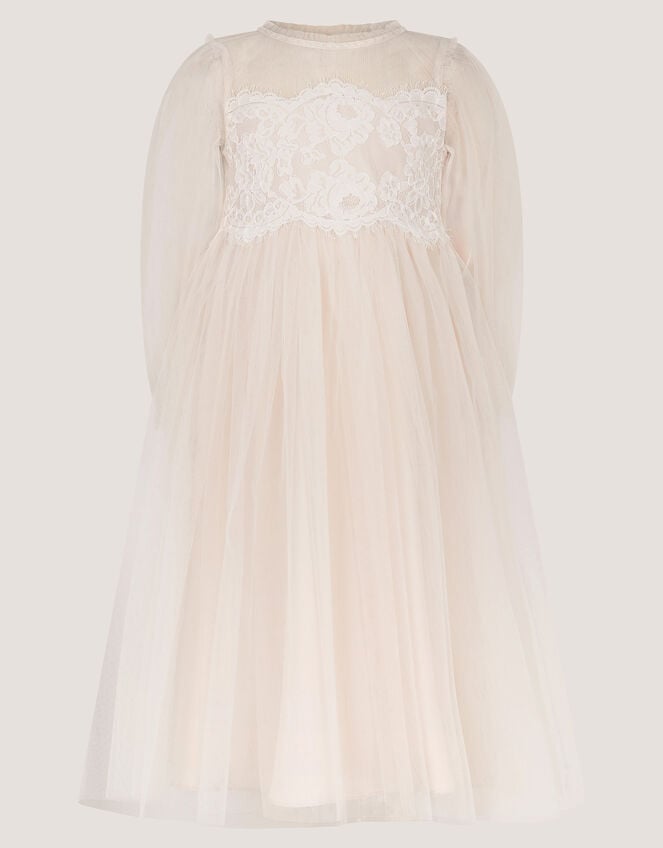 Paige Lace Party Dress, White (WARM IVORY), large