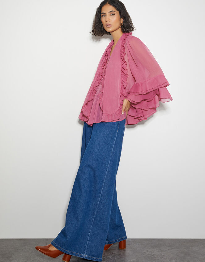 Anais Ruffle Blouse, Pink (ROSE), large