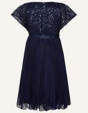 Cape Sleeve Diamond Sequin Keita Dress, Blue (NAVY), large