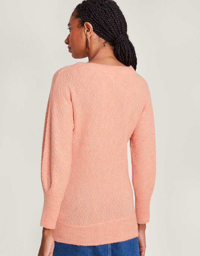 Supersoft Pintuck Sleeve Jumper, Orange (PEACH), large
