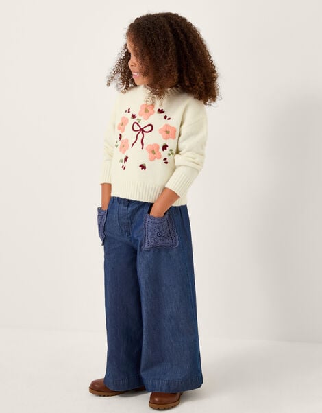 Floral Embroidered Jumper, Ivory (IVORY), large