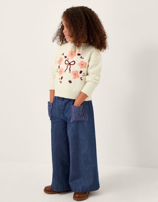 Floral Embroidered Jumper, Ivory (IVORY), large