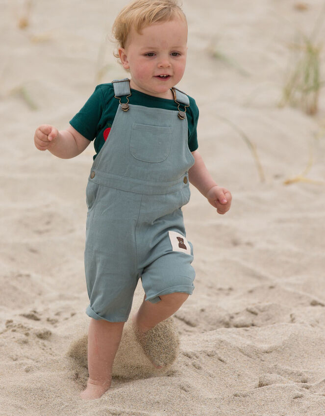 Little Green Radicals Soft Twill Short Dungarees, Blue (PALE BLUE), large