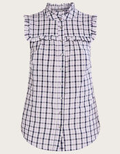 Check Sleeveless Button Through Top, Purple (LILAC), large
