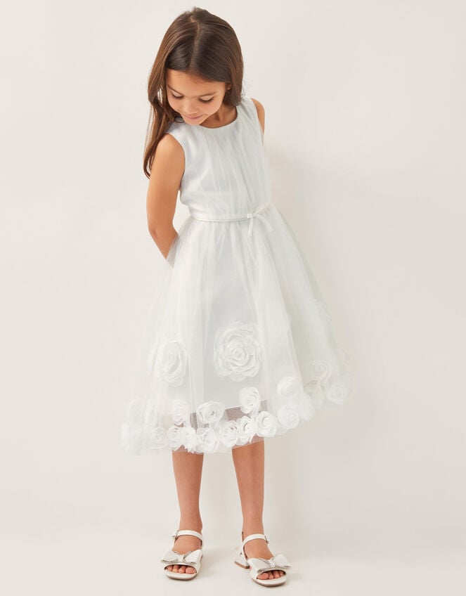 Josie 3D Rosette Dress, Ivory (IVORY), large