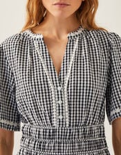 Gina Gingham Maxi Dress, Black (BLACK), large