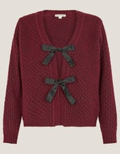 Tina Bow Tie Cardigan, Red (BERRY), large