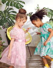 Flock Spot Short Sleeve Dress, Pink (PINK), large