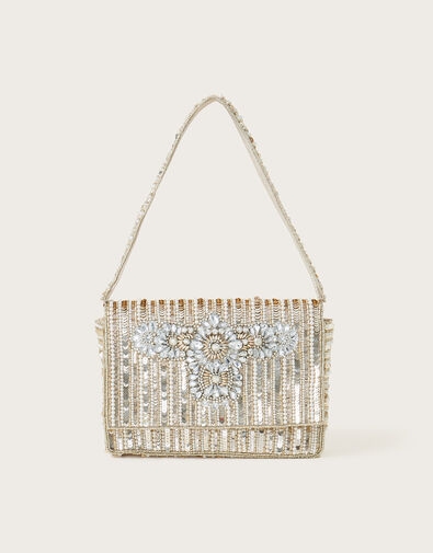 Crystal Embellished Shoulder Bag, , large
