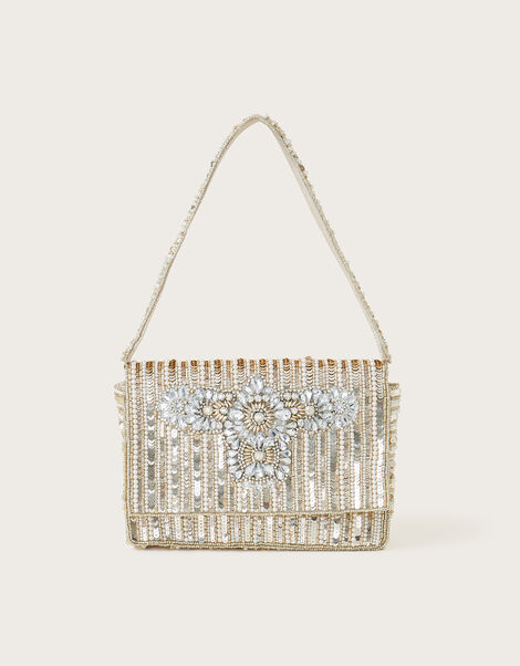 Crystal Embellished Shoulder Bag, , large