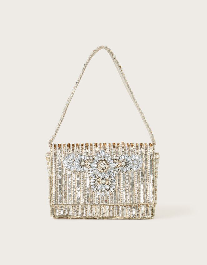 Crystal Embellished Shoulder Bag, , large