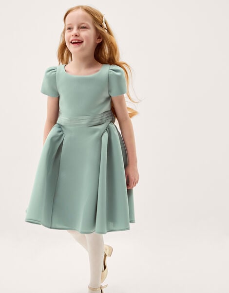 Polly Cap Sleeve Bow Party Dress, Green (SAGE), large