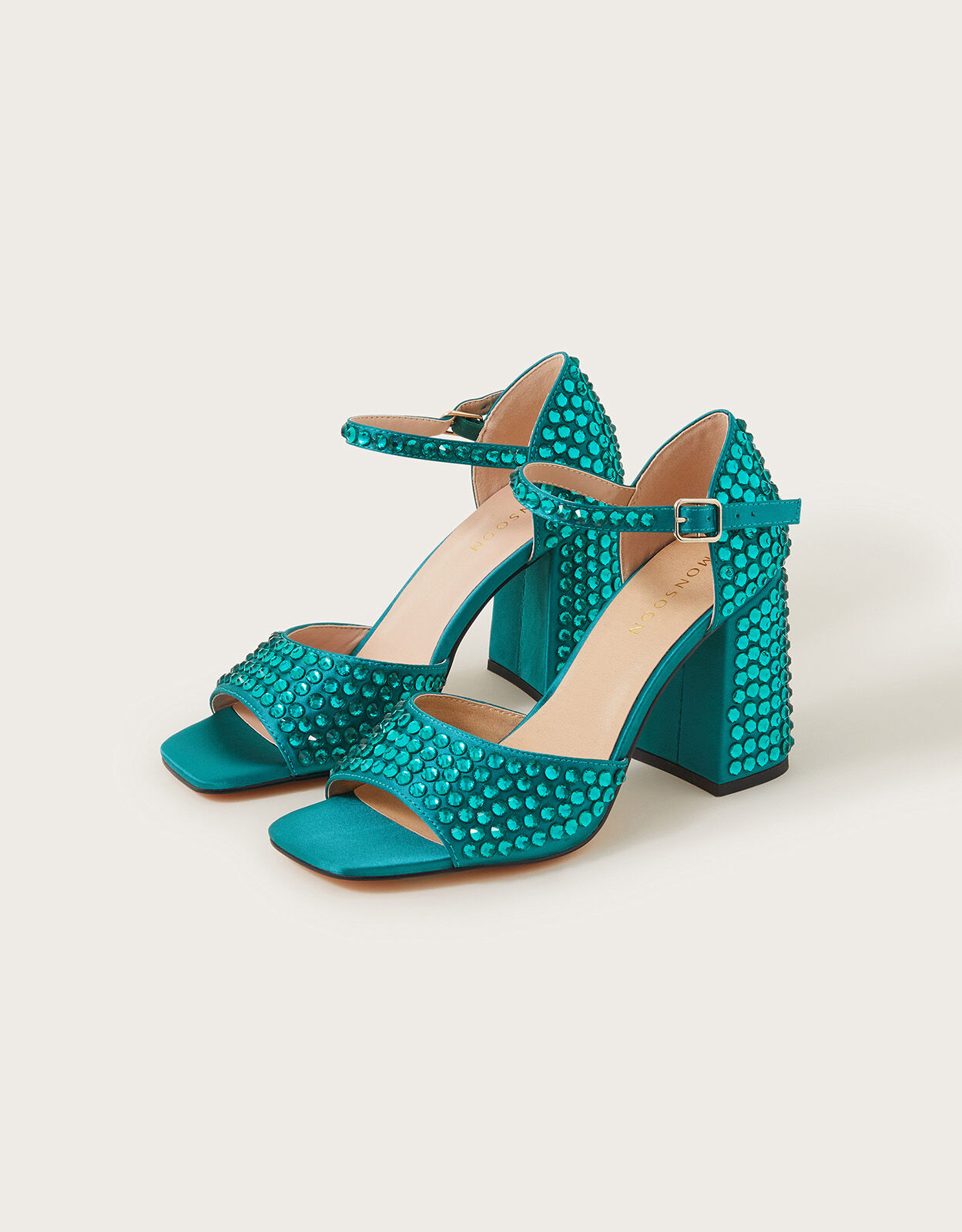 I Saw It First | Block Heel Barely There Heeled Sandals | Green | House of  Fraser