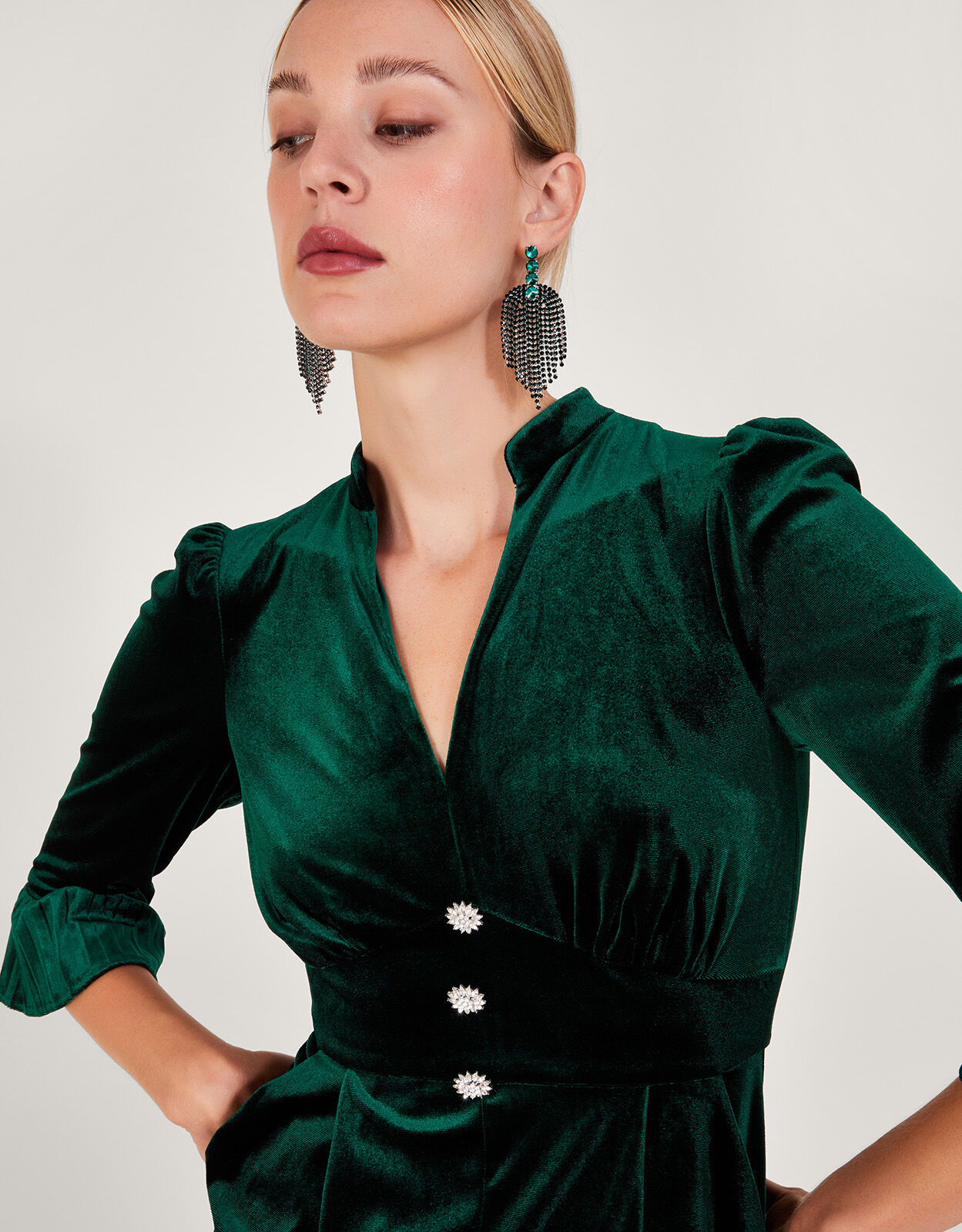 Kyra Velvet Romper Green
