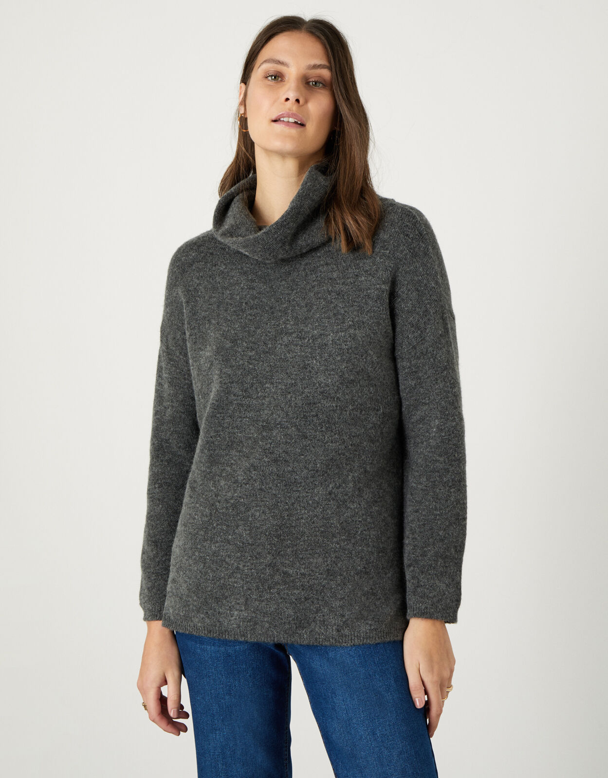 Grey cowl neck jumper top