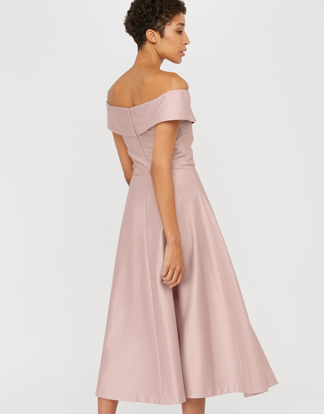 Sigourney Satin Midi Dress, Pink (BLUSH), large