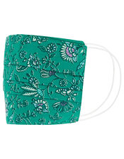 Paisley-Style Pleated Face Mask in Pure Cotton, , large
