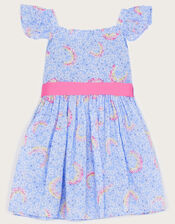 Baby Rainbow Button Front Dress, Blue (BLUE), large