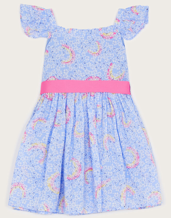 Baby Rainbow Button Front Dress, Blue (BLUE), large