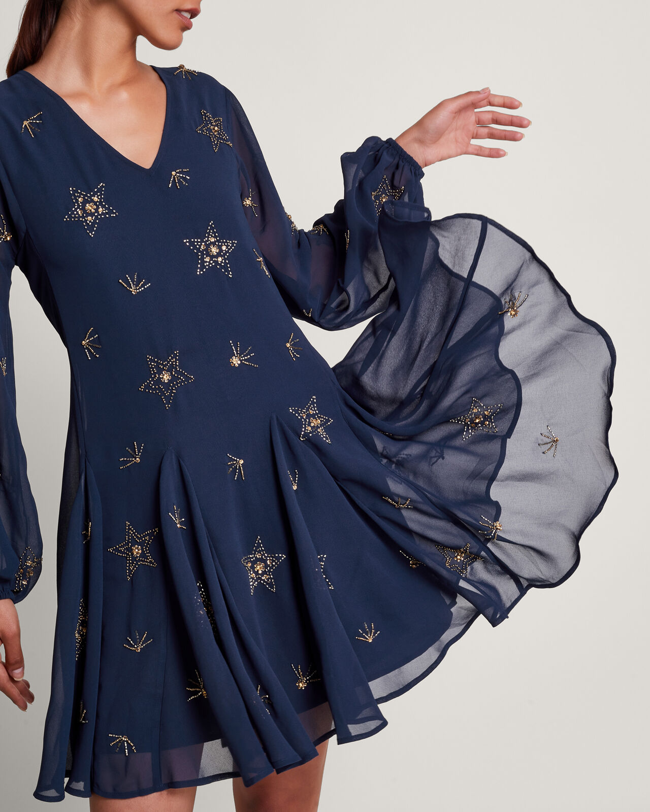 Selena Star Embellished Dress Blue