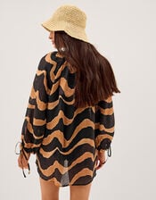 Zahara Abstract Stripe Print Blouse, Black (BLACK), large