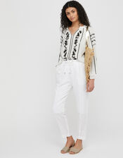 Lightweight Joggers in Pure Linen, White (WHITE), large