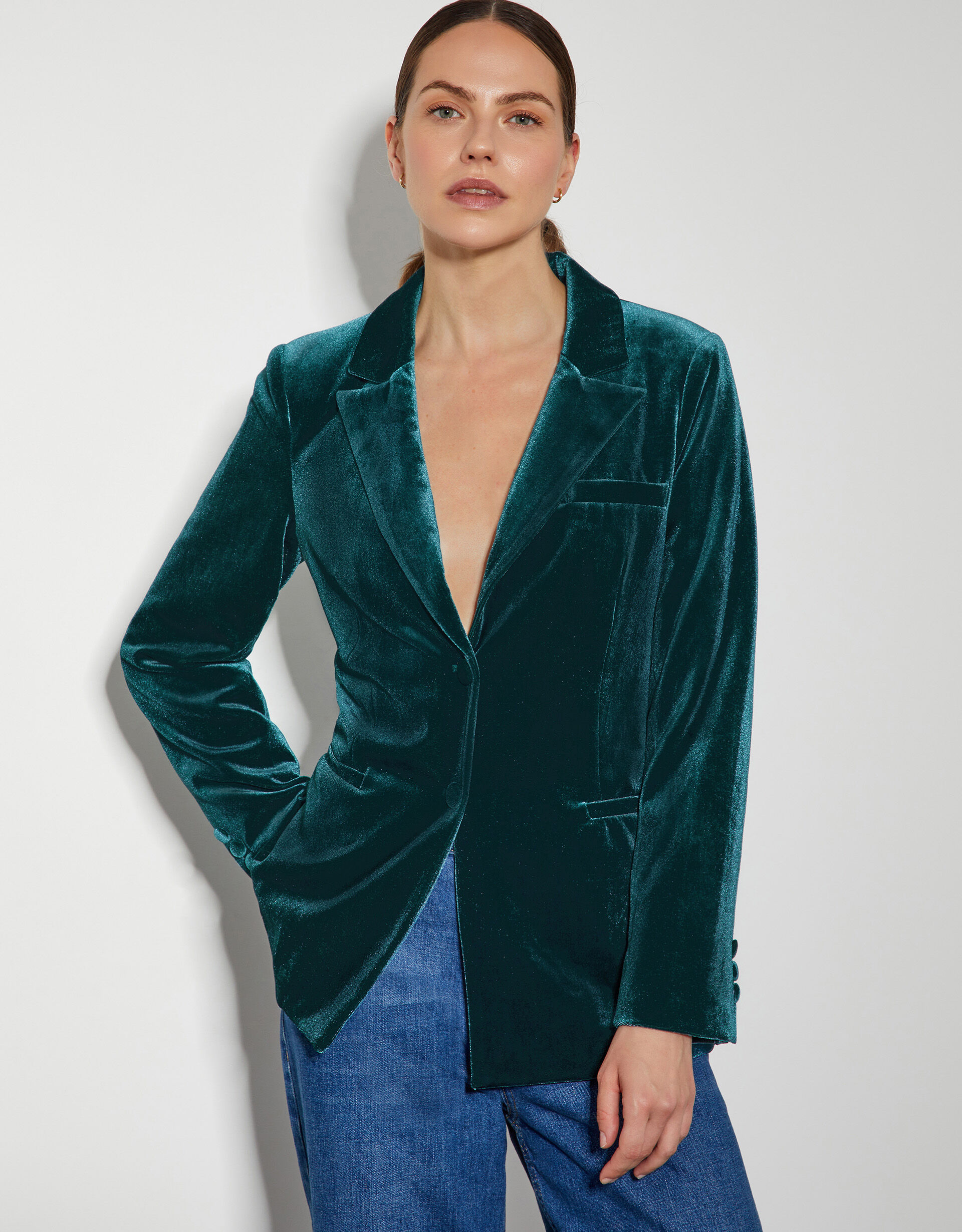 Grey velvet jacket clearance