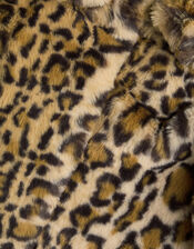 Leopard Print Faux Fur Coat, Brown (BROWN), large