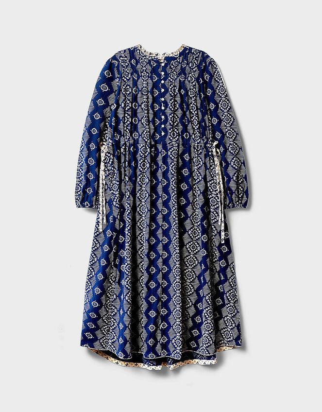 East Celine Textured Cotton Midi Dress, Blue (NAVY), large