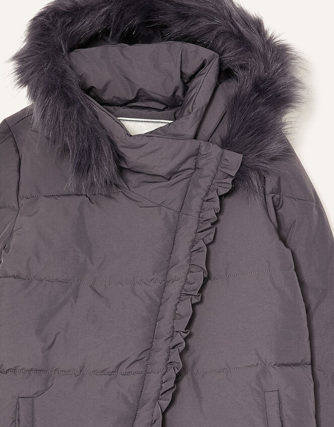 Asymmetric Ruffle Coat, Grey (GREY), large