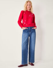 Erika Gemstone Embellished Sweater, Red (RED), large