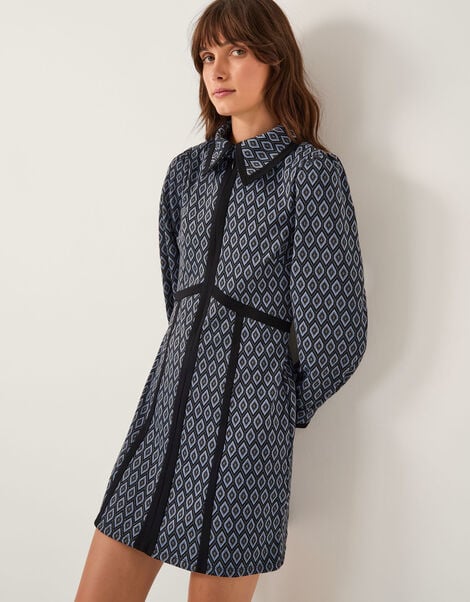 Jen Jacquard Mini Shirt Dress, Grey (GREY), large