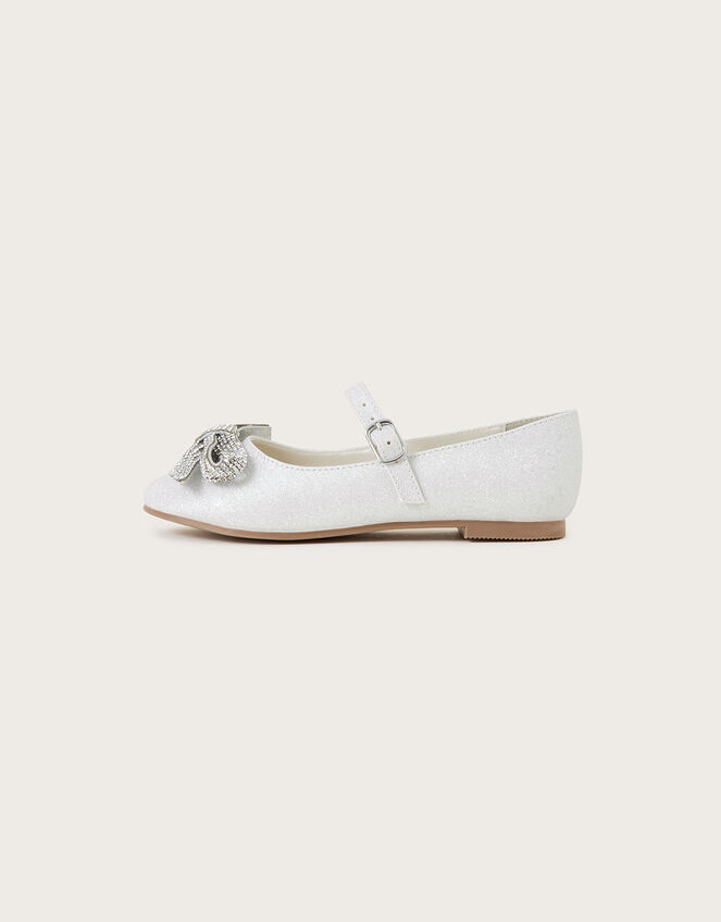 Bobbie Dazzle Bow Ballerina Flats, Ivory (IVORY), large