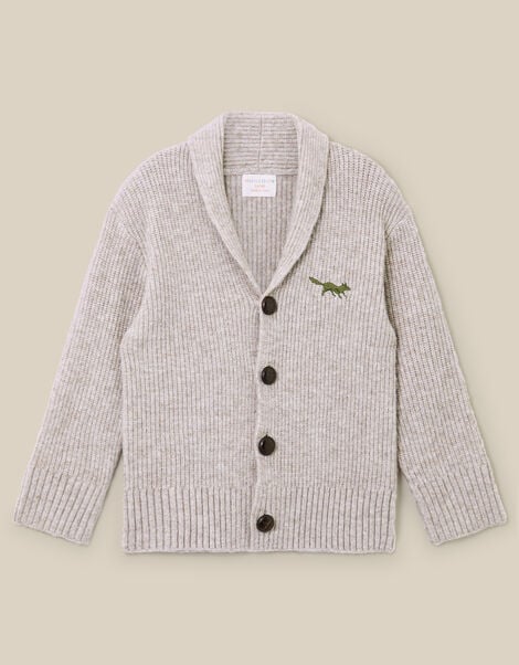Shawl Neck Knit Cardigan, Camel (OATMEAL), large