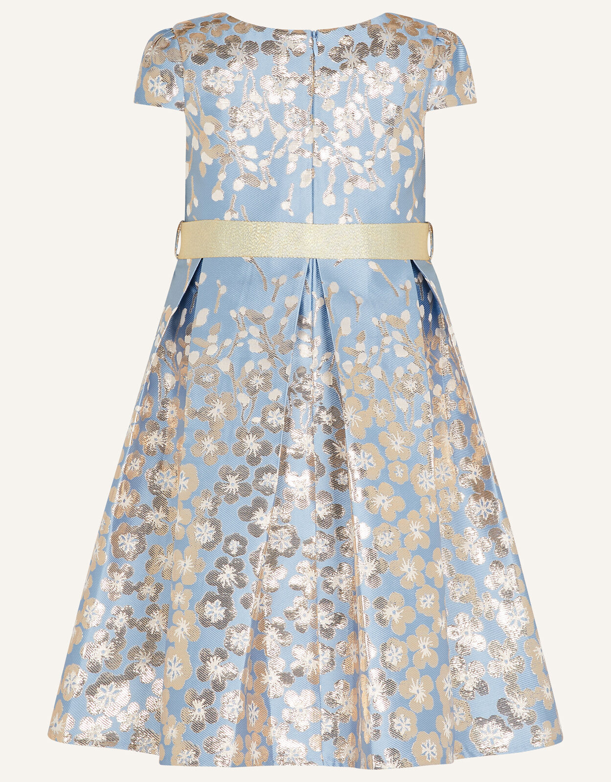 Petal Border Jacquard Dress Blue