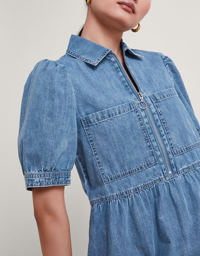 Adeena Denim Mini Dress, Blue (DENIM BLUE), large